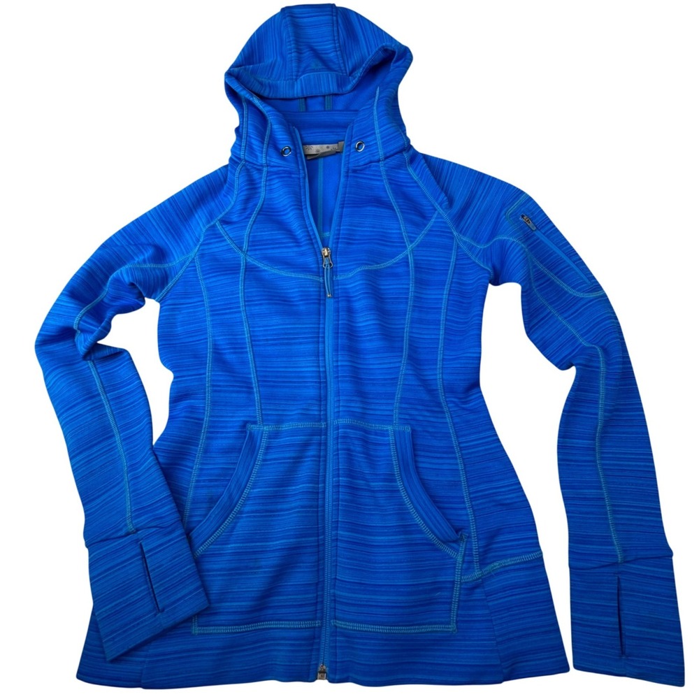 Athleta Space Dye‎ Hoodie Full Zip Jacket Thumbholes Running Yoga Blue Women's S